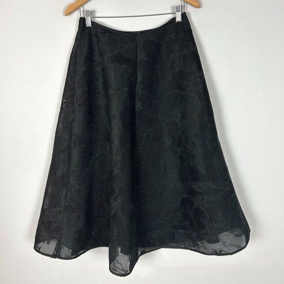 Rickie Freeman Teri Jon Black Floral Mesh Overlay Maxi Skirt Size 10 Women's - Picture 4 of 5